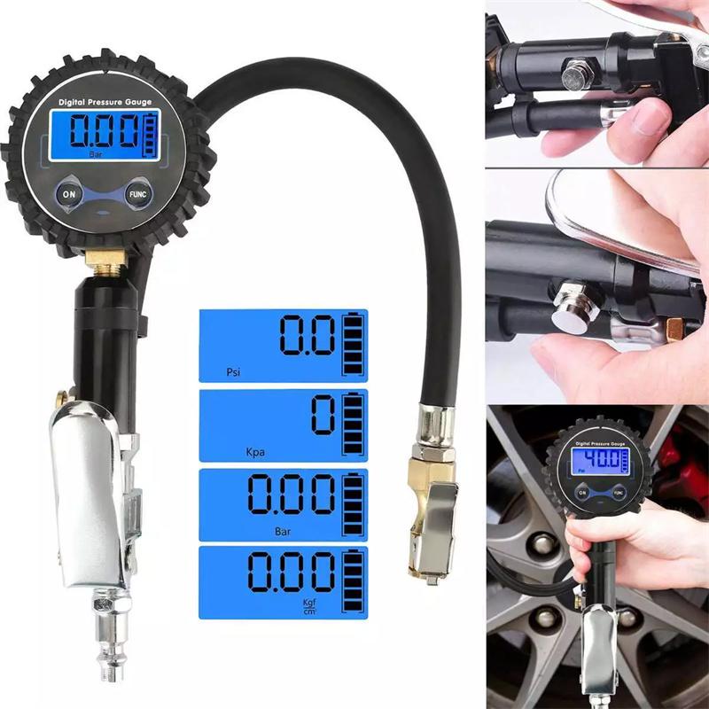 Manometru LCD pentru presiunea anvelopelor 200Psi Digital pentru umflator de anvelope pentru motocicletă, mașină, camion, bicicletă