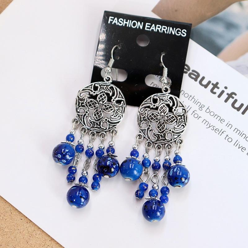 Retro Elegant Hollow Long Fringed Earrings Women's Simple Temperament Versatile Earrings Personalized Earrings