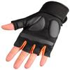 One Pair Sports Gym Gloves Non Slip Black Orange Half Finger Gloves for Workout Exercise XL