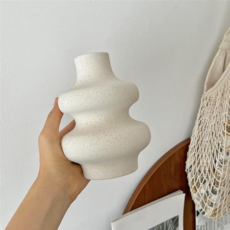 Synthetic Resin Vases Set 2 White Round Vases,Modern Dried Flower Vases