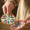 Handwoven Rattan Coasters Colorful Nordic Southeast Asian Shell Heat Resistant Table Mats