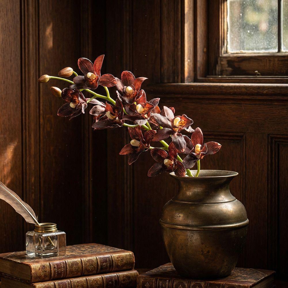 Real Touch Simulation Cymbidiums 11 Heads Fake Flowers  Photography Studio