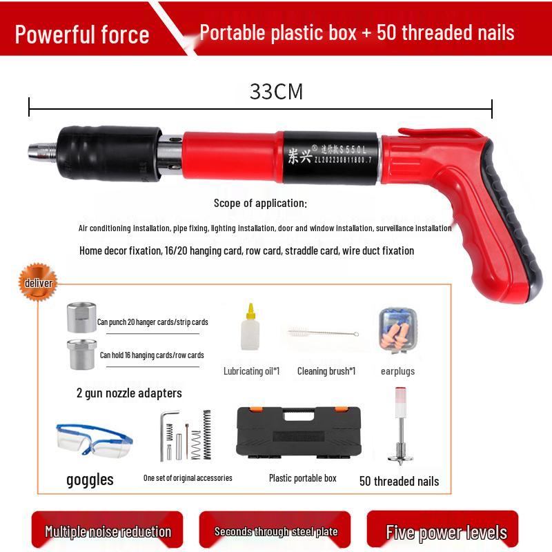 Compact Multi-Function Powder-Actuated Nail Gun for Ceilings and Concrete