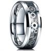 Luxury 8mm Gold Color Men Stainless Steel Wedding Rings Inlay Meteorites Engagement Rings For Men Party Jewelry Drop Shipping