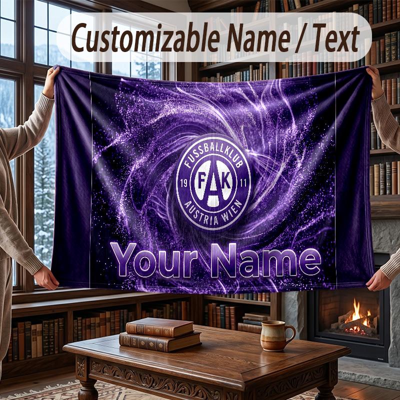 Custom Name Flannel Throw Blanket Austria Wien FC Pattern Warm Home Decoration