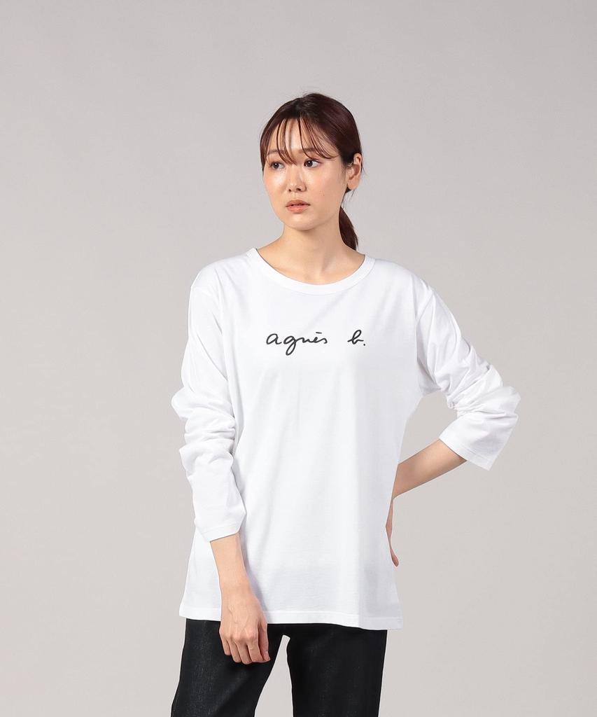 Logo long size white [Agnes b.] T-shirt, sleeves, S137, TS, women's, 0330S137, 3,