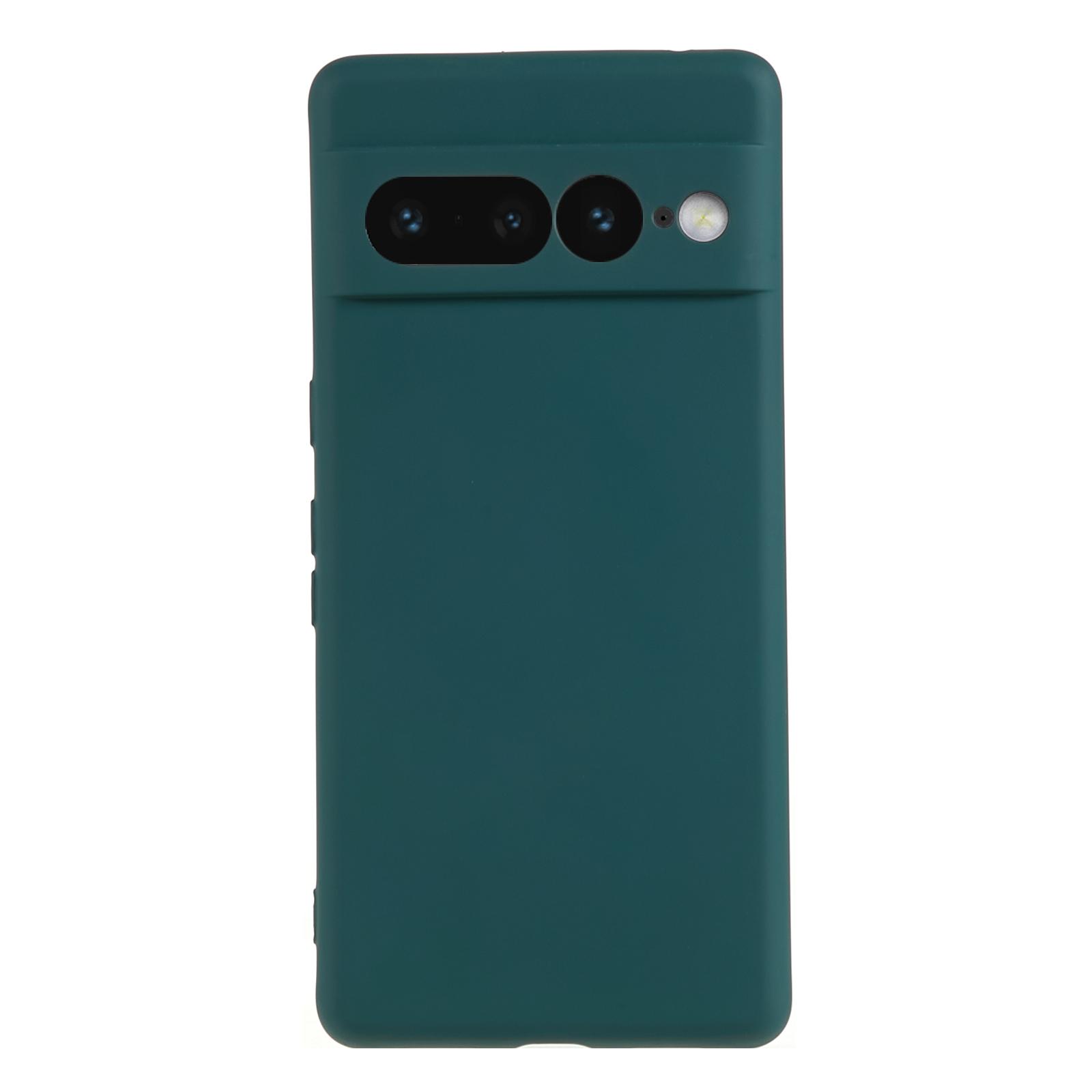 

For Google Pixel 7 Pro 5G Soft TPU Phone Case Fiber Lining Rubberized Smartphone Cover Army Green
