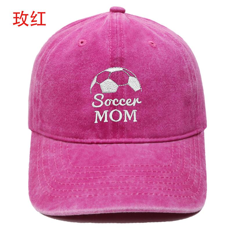 New Soccen MOM football embroidery washed baseball cap men's and women's leisure outdoor sports sun hat