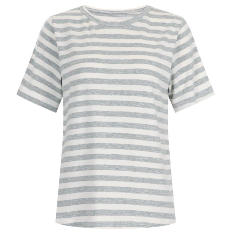 Shop   Women Round Neck STriped ShorT Sleeve T shirT Burgundy Dai Wsh 20615