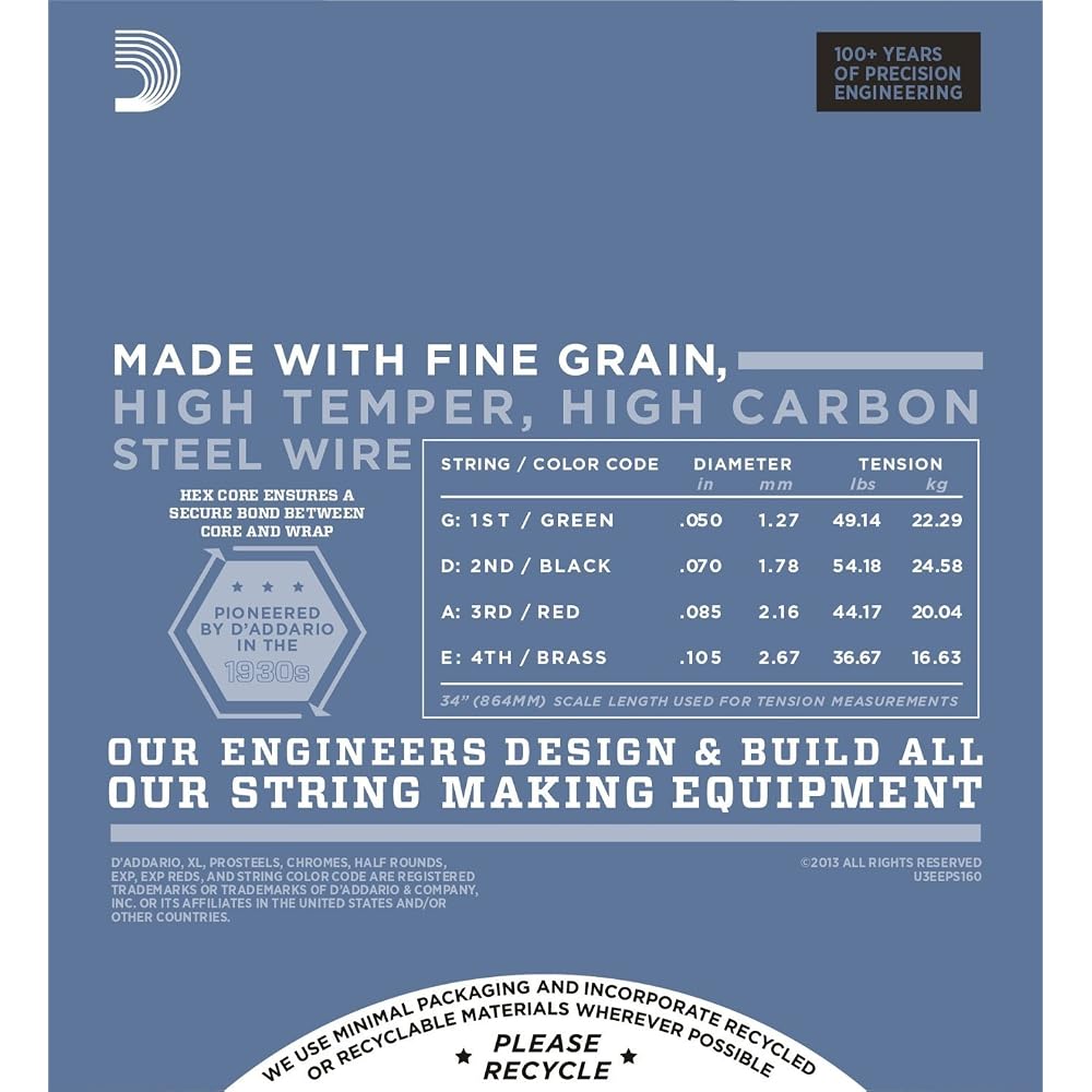 D'Addario Daddario Bass Strings Pro Steel Long Scale .050-.105 EPS160 x 5 Set [Domestic Genuine]