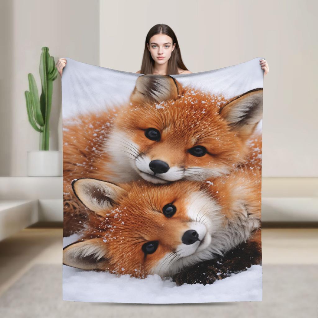 Süße Fuchs Flanelldecke Kinder Erwachsene Warm Weich Bettwäsche Decken Winter Wohnzimmer Tagesdecke Sofa Bettbezug