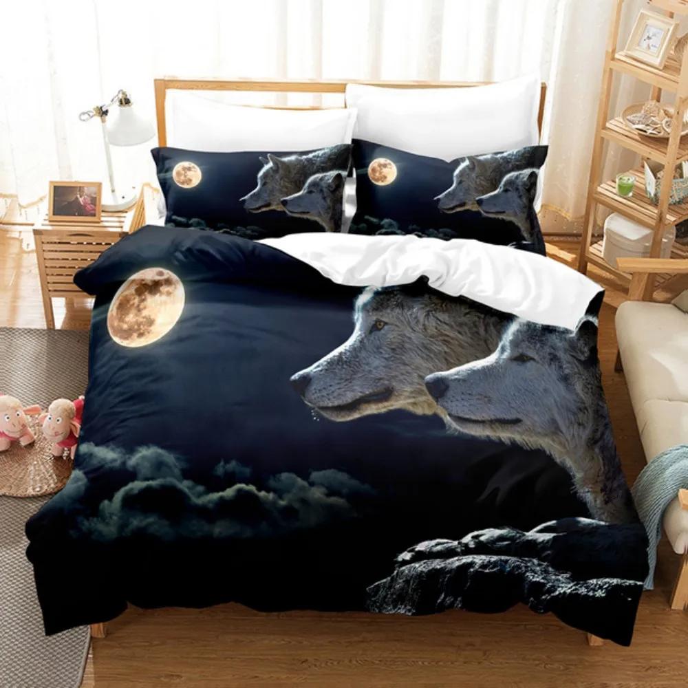 Wolf Cute Animal Bedding Set 3D Kids Adult Luxury Gift Duvet Cover Set Soft Comforter Set Single Full King Twin Size Quilt Cover