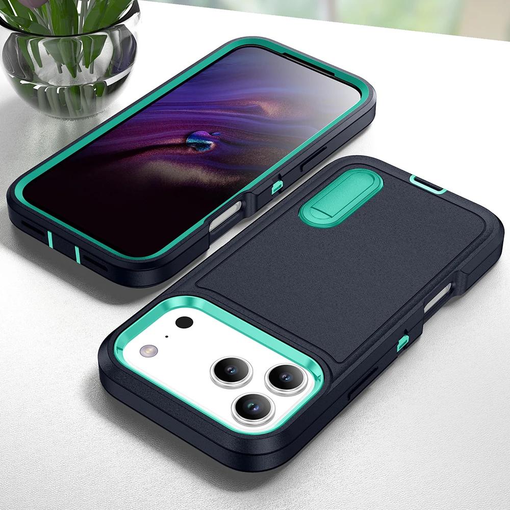 Case For iPhone 17 16 15 14 13 12 11 Pro Max Plus 16e 17Air Heavy Duty Shockproof Anti-Scratch Rugged Protective Kickstand Cover