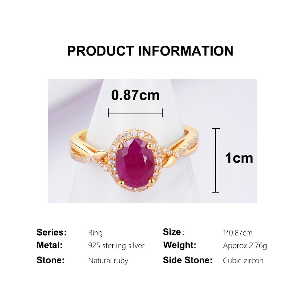 New 925 sterling silver ring Natural oval 6*8mm longrido ruby July Birthstone Gorgeous fine jewelry for women's engagement gifts