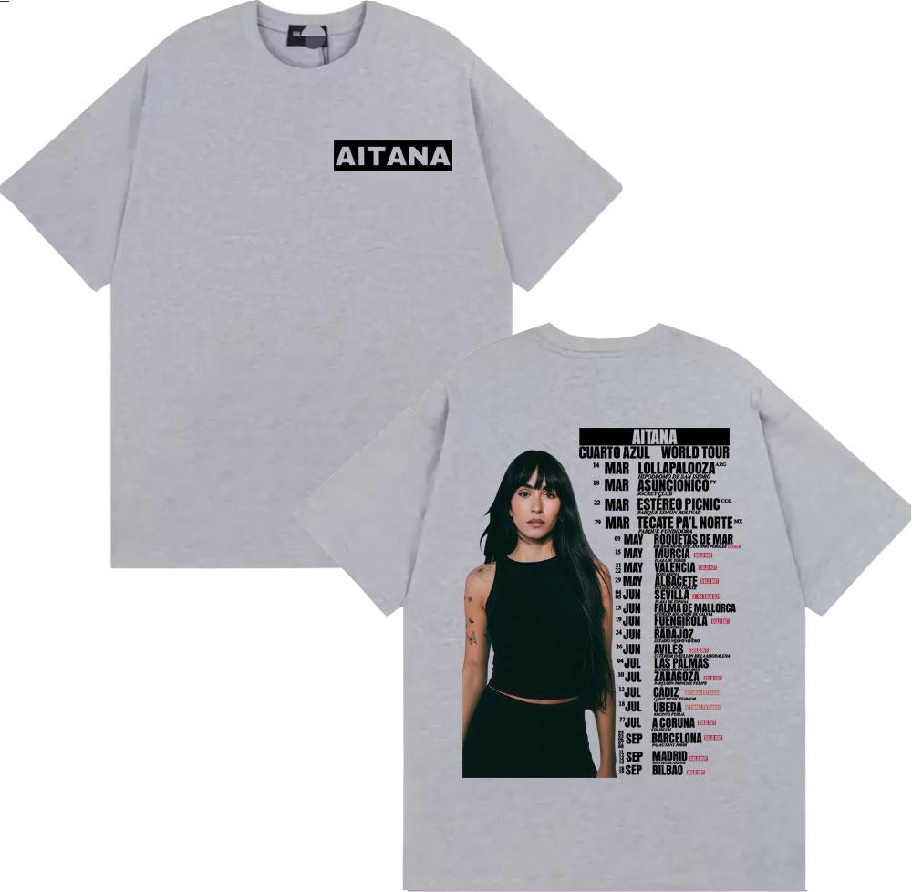 Aitana Cuarto Azul Wdrld Tour 2026 T-Shirts Herren Damen Hip Hop Hipster High Street T-Shirt Lässig 100% Baumwolle Kurzarm T-Shirt