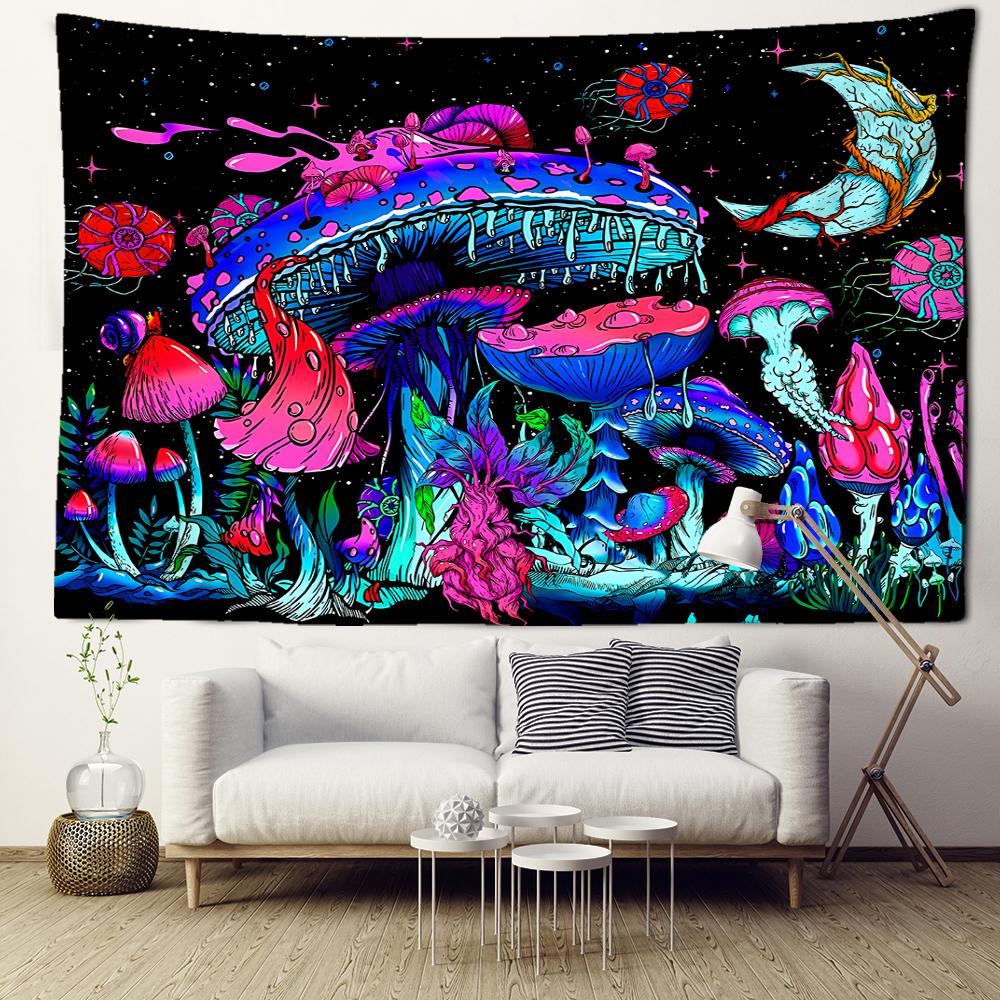 Psychedelic Mushroom Tapestry Wall Hanging Abstract Witchcraft Mysterious Art Dormitory Aesthetic Room Home Decor