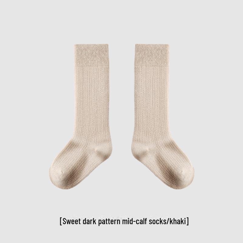 Children's Mid-Tube Cotton Socks Pack - 24 Pairs, Breathable, Solid Colors for Spring & Summer