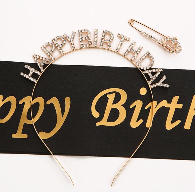 4 Pieces Birthday Party Decorations Champagne Birthday Set Bright  Sash Glitter Golden Letters Instagram Photo Props