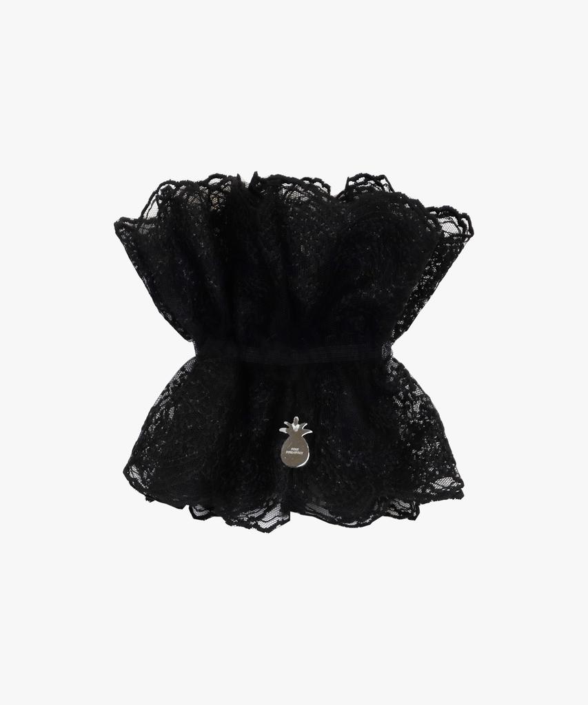 Pink Pineapple Big Lace Layered Scrunchie_Black