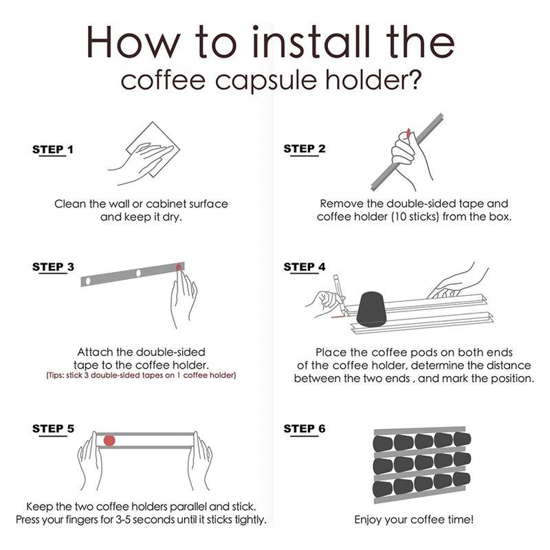 A84E-Coffee Pad Adhesive Holder Wall-Mounted Coffee Capsule Holder DIY Self-Adhesive Coffee Pad Coffee Bag Capsule