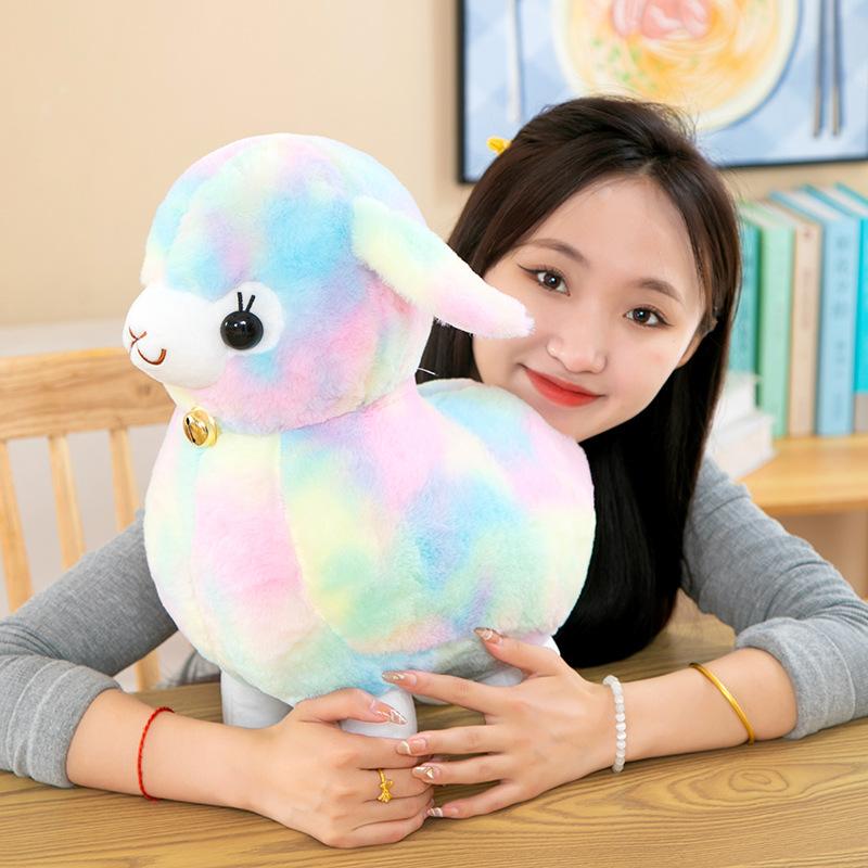 New colorful lamb doll plush toy cute alpaca doll throw pillow children's birthday gift grab machine doll