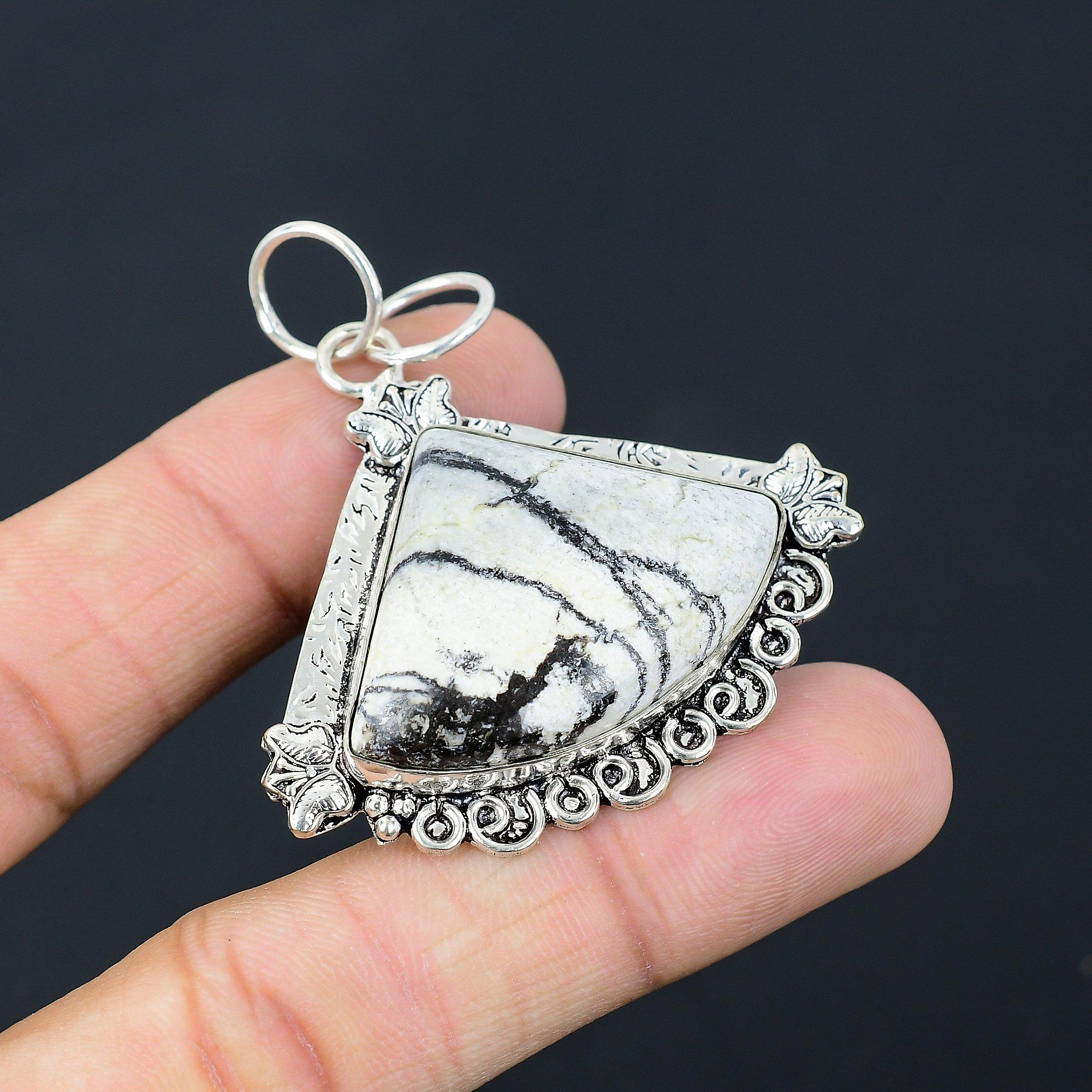 

Friendship Day Sale Spider Web Jasper Gemstone Daughter Pendant Sterling Silver