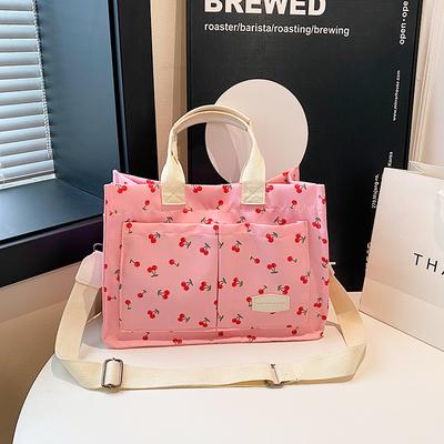 Dámské tašky Tote Nastavitelný popruh Psaníčko Třešňový vzor Kabelky Velká kapacita Nákupní taška na dojíždění Tote Kabelka Bolsos De Mujer