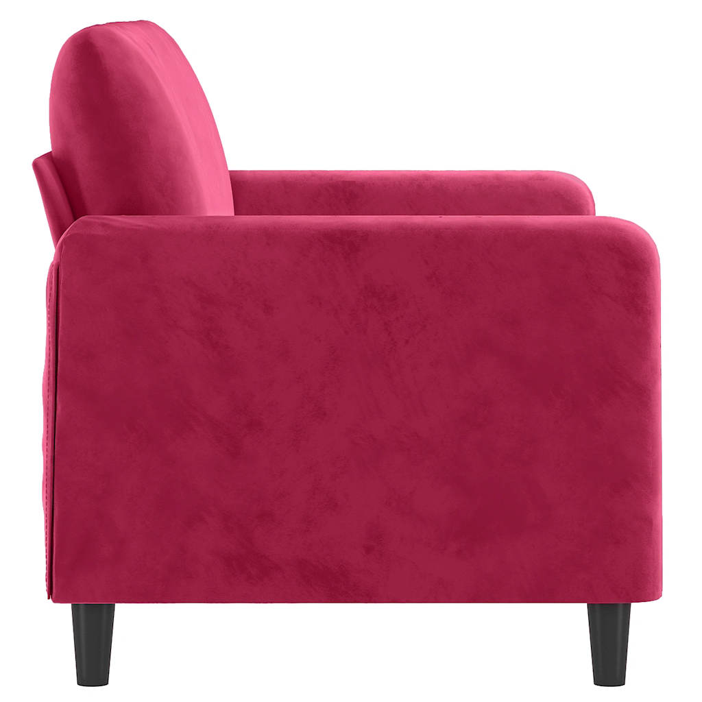 Vidaxl Sofa 2-Osobowa, Winna Czerwień, 120 Cm, Tapicerowana Aksamitem