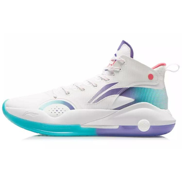 

new LiNing Yushuai XV Cushioning Anti Slip And Wear Resistant Coverage Support Mid Top Basketball Shoes White Blue Purple 41