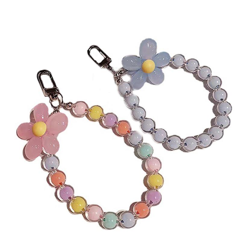 1 Stück Bunte Blume Perlen Handy Charm Strap Kette Lanyard Frauen Mädchen