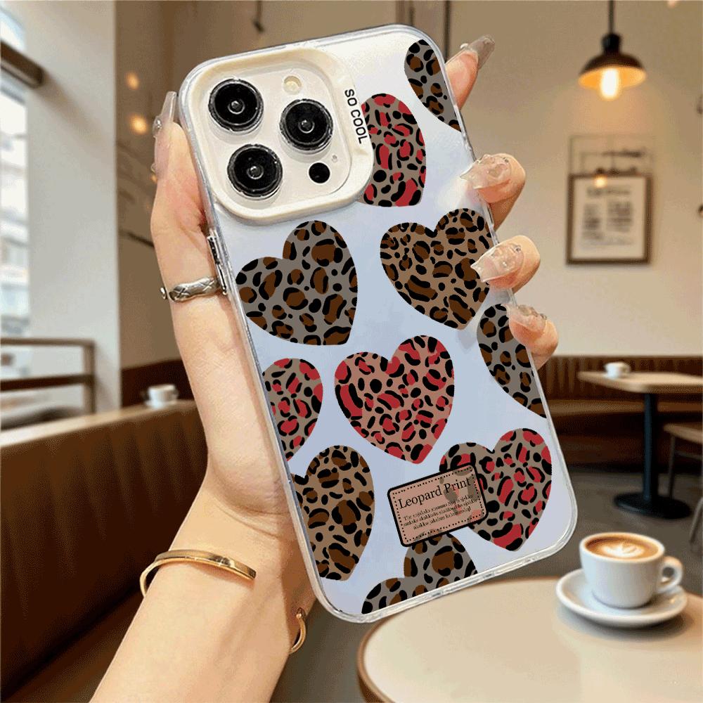 Leopard Print Hearts Hard Phone Case for Xiaomi Redmi Note 15 14 13 12 11 Pro Plus Shockproof Protective Cover