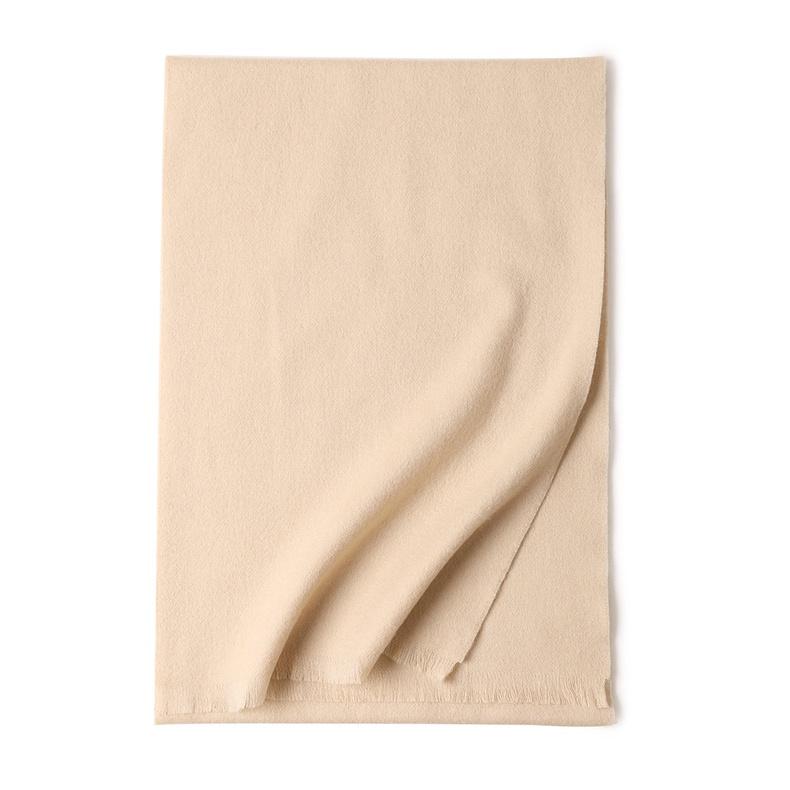 

Осень и зима новый шерстяной однотонный шарф с короткой бородой, теплый, мягкий, удобный для мужчин и женщин, красный 195CM бежевый