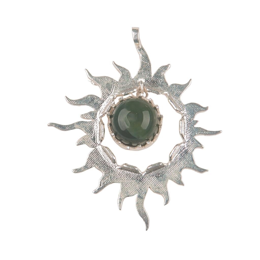 925 Solid Silver Multi Gemstone Sun Health Benefits Unisex Jewelry Pendant 1.76" CP-18