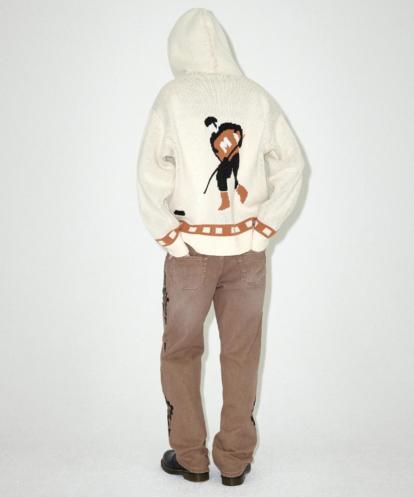 MAHAGRID Hockey Knit Zip-Up Hoodie Ivory(Mg2Efmk693A)