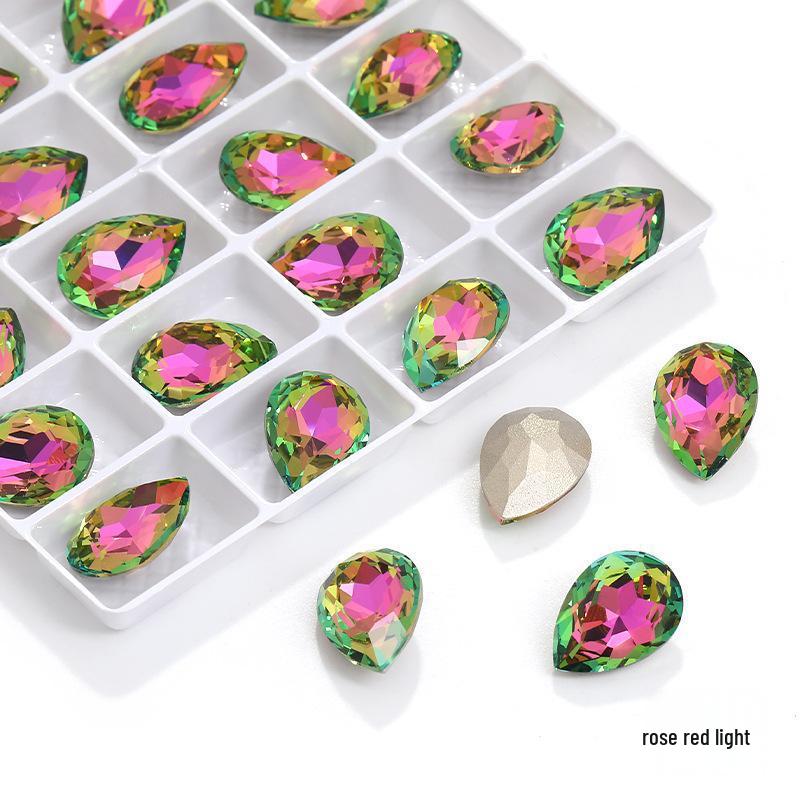 High-Grade K9 Teardrop Rhinestone DIY Jewelry Accessory - Silver-Plated Base with Irregular Crystal Glass Drill, Pointed Bottom