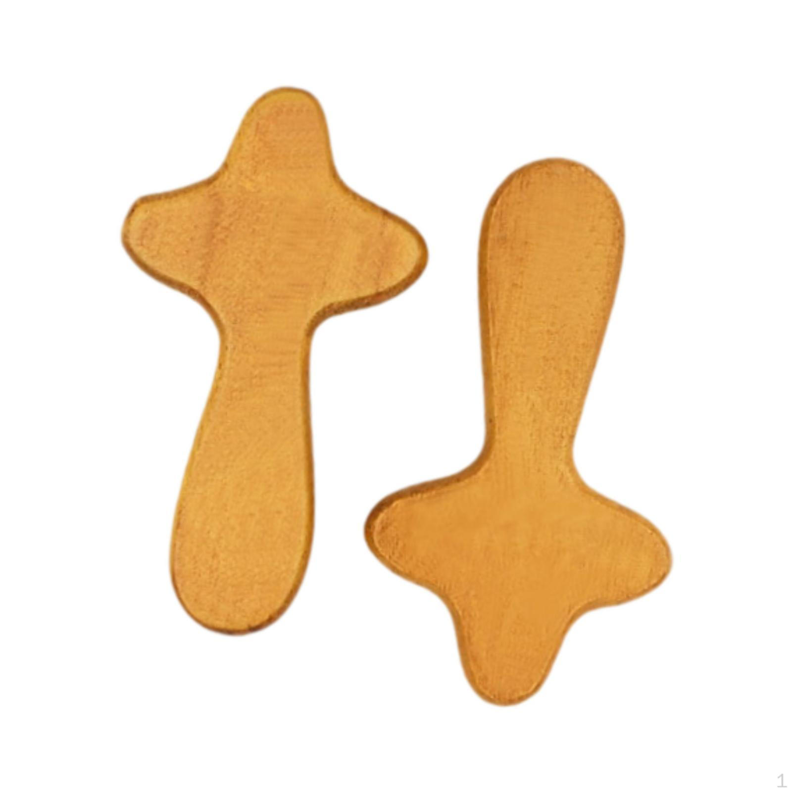 2 Pieces Crafts Ornaments Decorative Holding Wooden Portable Religious Holy Land Small Comfortable Light Brown