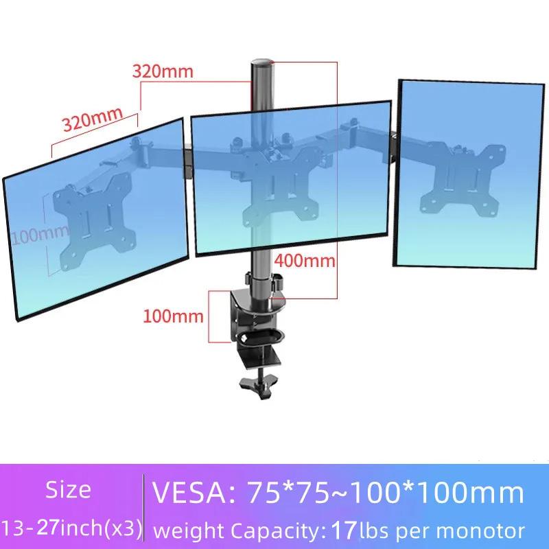 3 Monitor Desk Mount for Computer Screens Fits 13-27 inch, Holds up to 17 lbs,Triple Monitor Arm Heavy Duty Monitor Stand Swivel