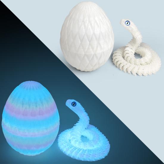 Ovo de Cobra com Cobra Impressa em 3D Dentro Juntas Móveis Estatueta de Cobra Cobra Articulada Brinquedo Fidget de Mesa Decoração Ornamento