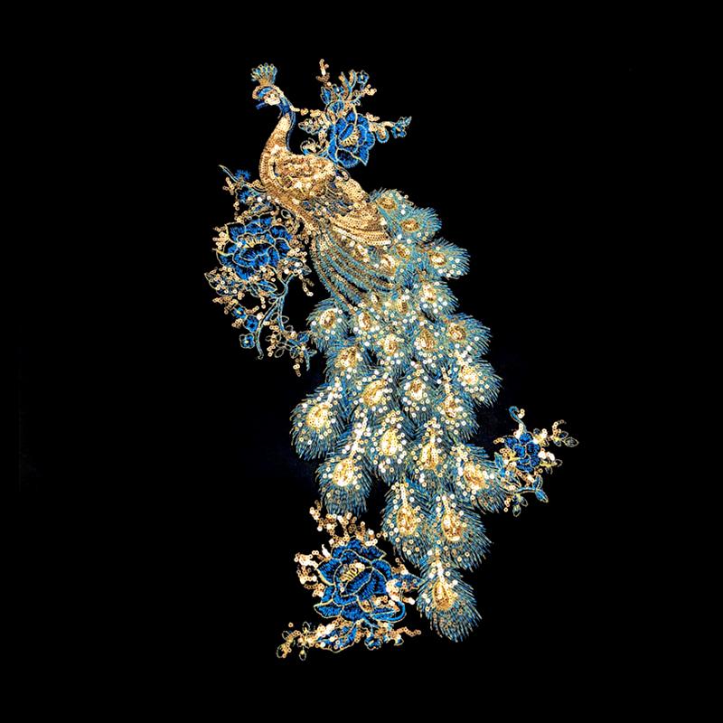 

1PC Sew/Iron On DIY Phoenix Embroidery Bridal Dress Clothes Applique Patches 47×26cm Gold Sequin Embroidered Trimming Sewing 47*26cm