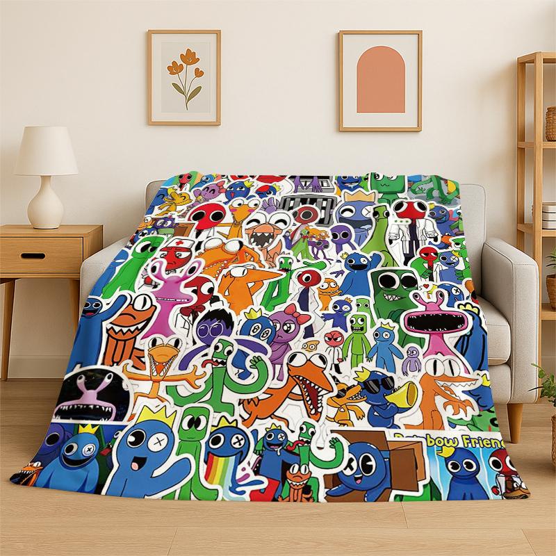 

3D R-Rainbows Friends Cartoon Game Flannel Blanket Soft Warm Throw Blanket for Bedroom Living Room Bed Travel Camping Picnic 75x90cm