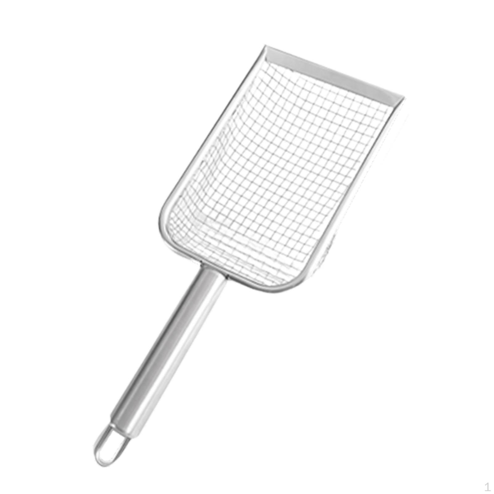 

Кошачий совок для уборки с ручкой, лопатка-сито для песка, совок для питомца для котенка, быстрая просеивающая Silver Handle Mesh 8