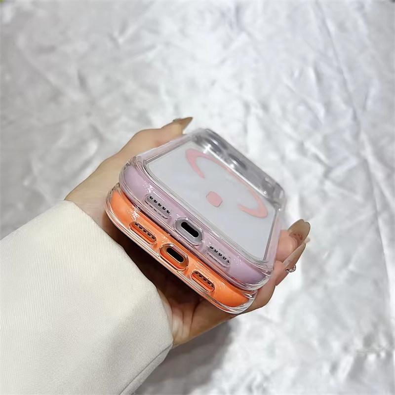 Transparent For Magsafe Soft TPU 2 In 1 Magnetic Case For iPhone 17 16 15 14 13 12 11 Pro Max Plus Air Candy Color Clear Cover