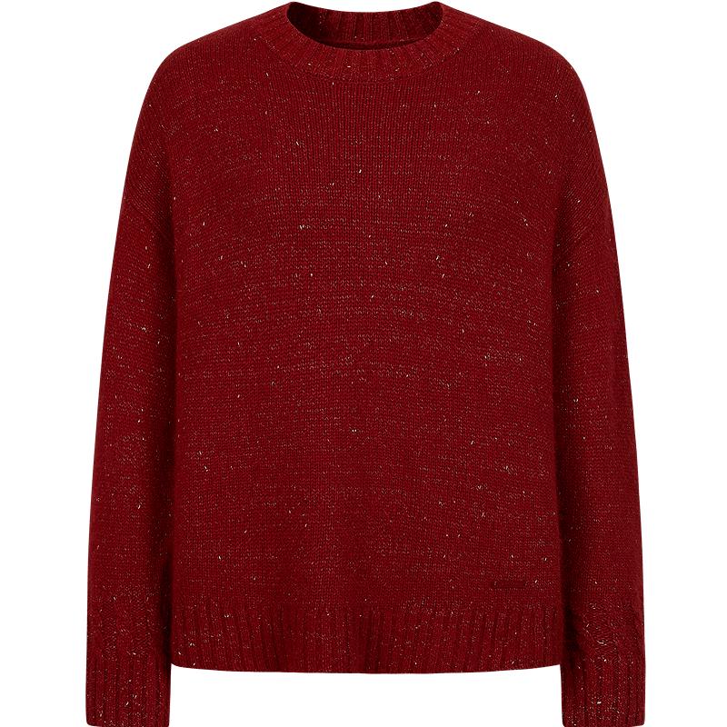 

Женский красный трикотажный свитер JUZUI Anna & Chou с люрексом и спущенным плечом 2XL