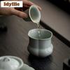 220ml Yaozhou Kiln Handmade Ceramic Azure Jianshui Tea Wash Tea Garbage Can Household Chaxi Tableware Equipment Ornaments Craft