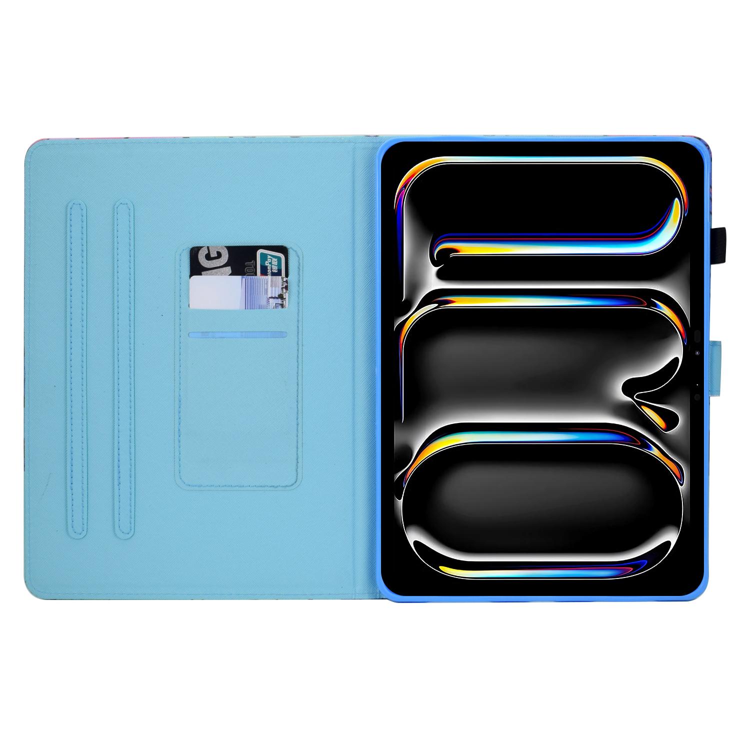 

For iPad Pro 11 (2024) Tablet Cover Shockproof Leather Card Holder Stand Case Yellow Cat