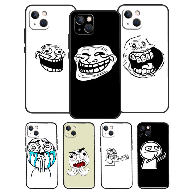 Funda de Teléfono Meme Cara de Troll Para iPhone 16 Pro Max 14 13 12 11 15 17 Pro Max mini 15 16 Plus 16e Cubierta Trasera