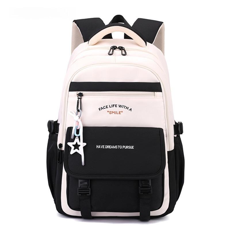 

New Simple Letter Portable Travel Backpacks Large Capacity High Value Dirt-resistant Middle School Girls Schoolbag College Student Waterproof Book Bag чёрный