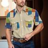 Men'S Fashionable Lapel And Shoulder Length Short Sleeved Casual Top