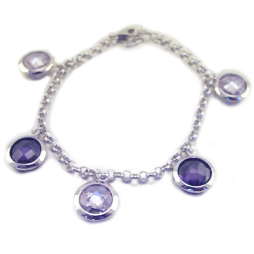 Les Trésors De Lily [E9182] - Silver Bracelet 'Linda' Lavender Silver (rhodium-plated) - 15 Mm