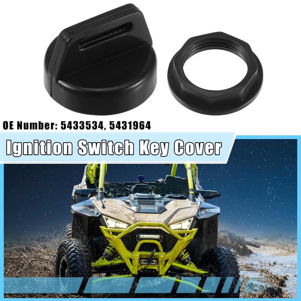 ACROPIX Zündschalter Schlüsselanhänger Abdeckung Schale Gehäuse Dekorative Abdeckung Kompatibel mit Po laris Kompatibel mit RZR XP1000 Schwarz 2 Stück